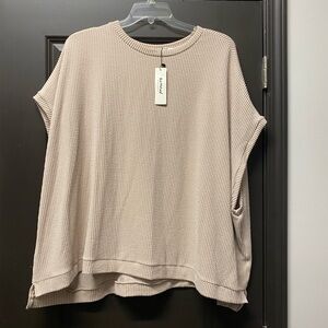 Three Bird Nest Relaxed Knit Boxy Top - Beige